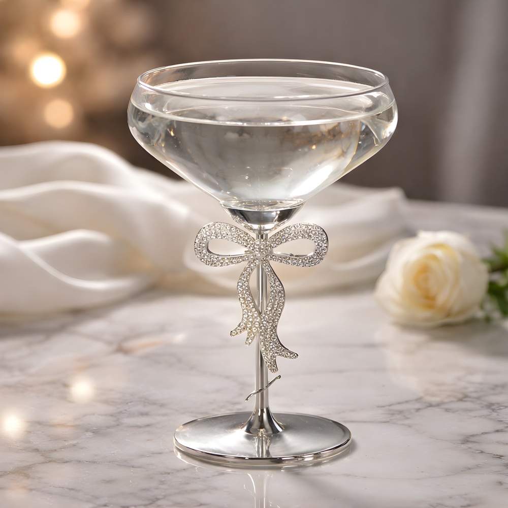 Bella Lux Silver Bow Cocktail Glasses
